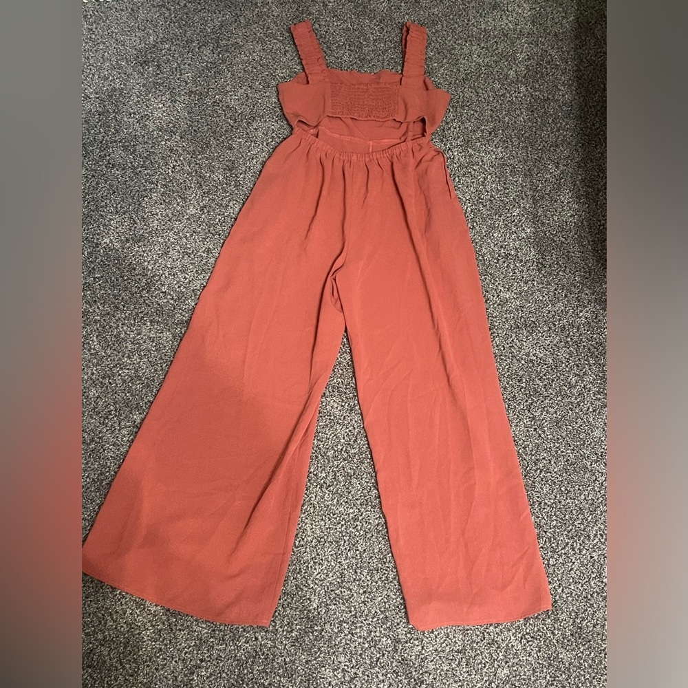 NWOT Sadie and Sage coral Make It Up Cut Out sleeveless Jumpsuit with pockets M - Picture 14 of 16